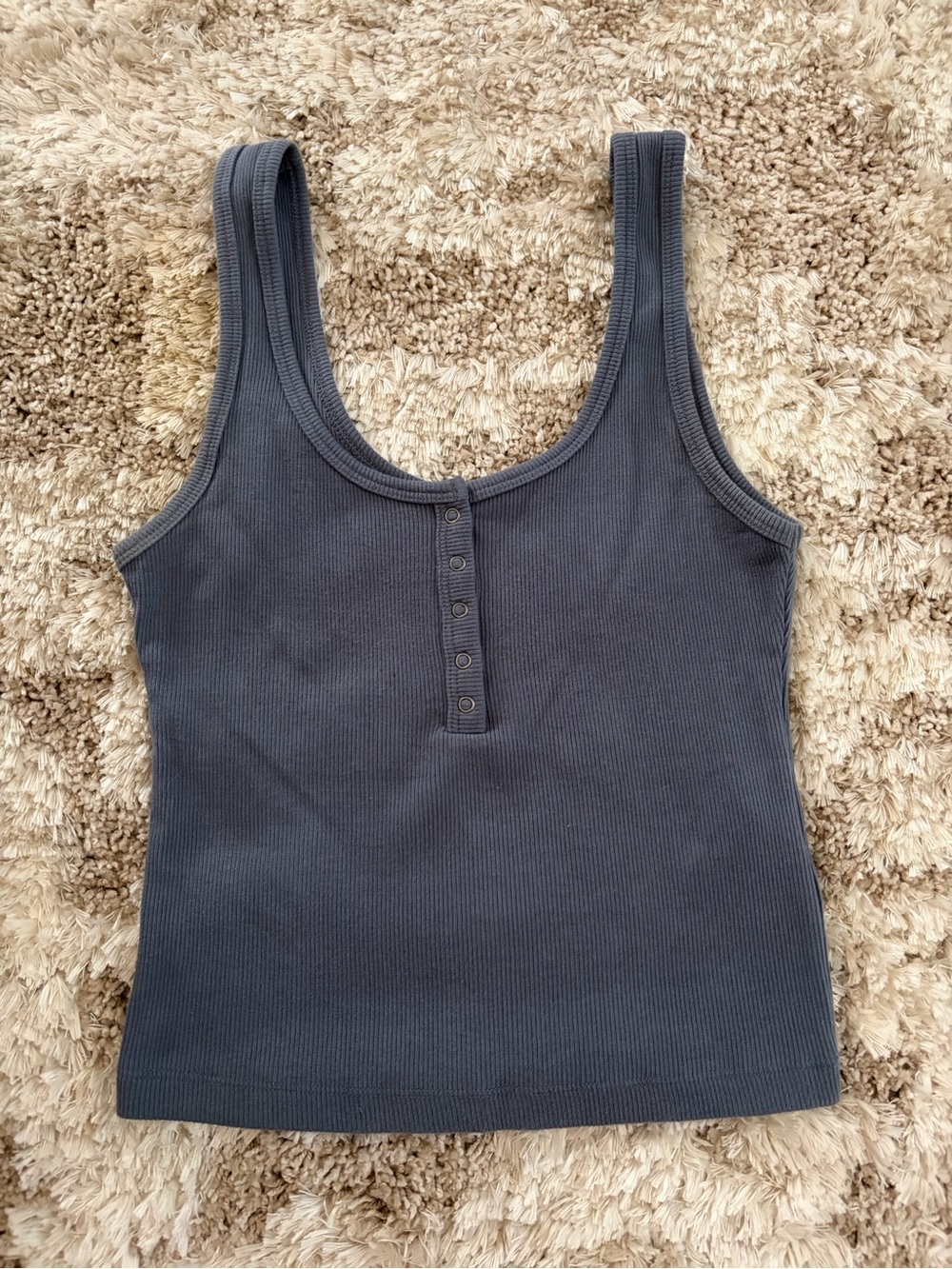 Abercrombie & Fitch Women's Ribbed Scoop Neck Tank Top in Blue Size XS